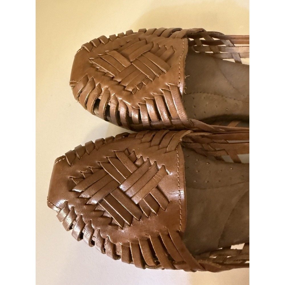 Natural Soul Shoes Womens 6M Grandeur Leather Woven Fisherman Boho Flats Festive - Picture 6 of 11